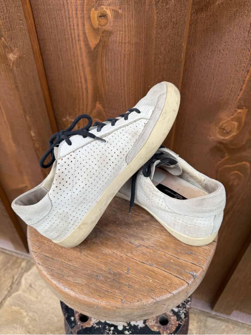 Authentic GGDB White Suede Sneakers with Red HEART and STAR Detail - Picture 3 of 6